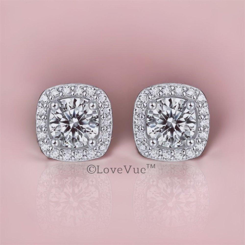 Certified 1ct. t.w. Diamond Brilliant Cut Halo Stud Earrings - Picture 4 of 14